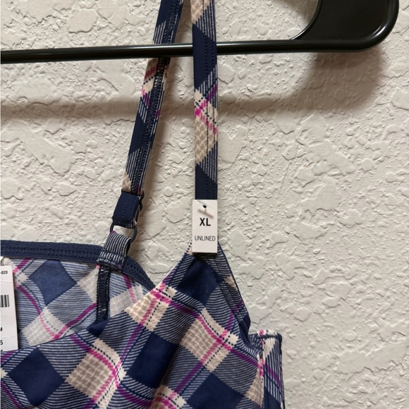 Victoria's Secret PINK | The Cinched Micro Corset Top Size XL Navy Plaid Print - Picture 2 of 5